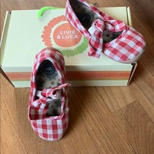 Livie & Luca size 9 red gingham shoes